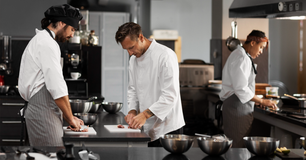 Kitchen staff working