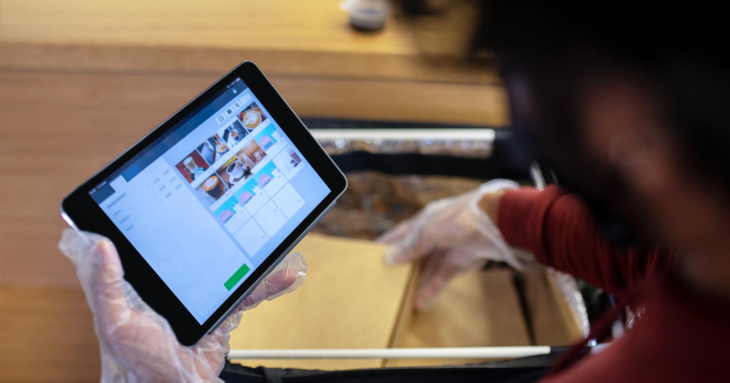 A kitchen management system on a tablet.