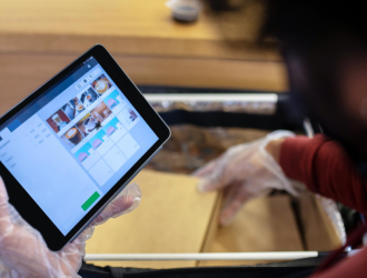 A kitchen management system on a tablet.