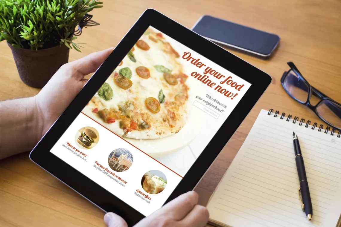 A restaurant tablet ordering device