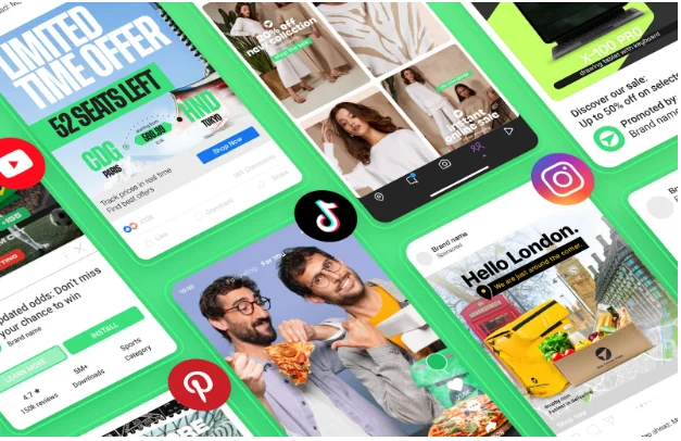 A collage of online ads.