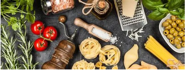 Photograph of scattered kitchen supplies.
