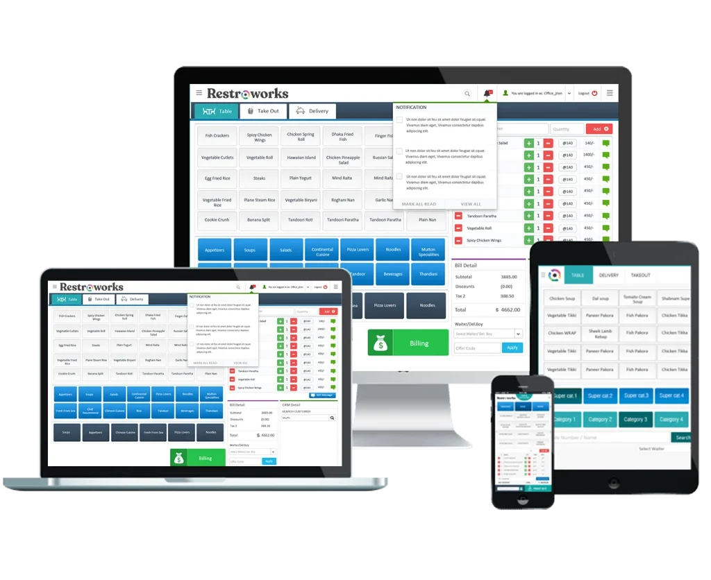 Restroworks' suite of solutions across multiple devices.