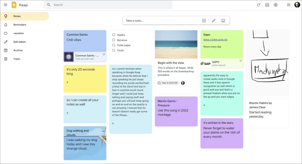 A digital app that displays a screenshot of meeting notes.