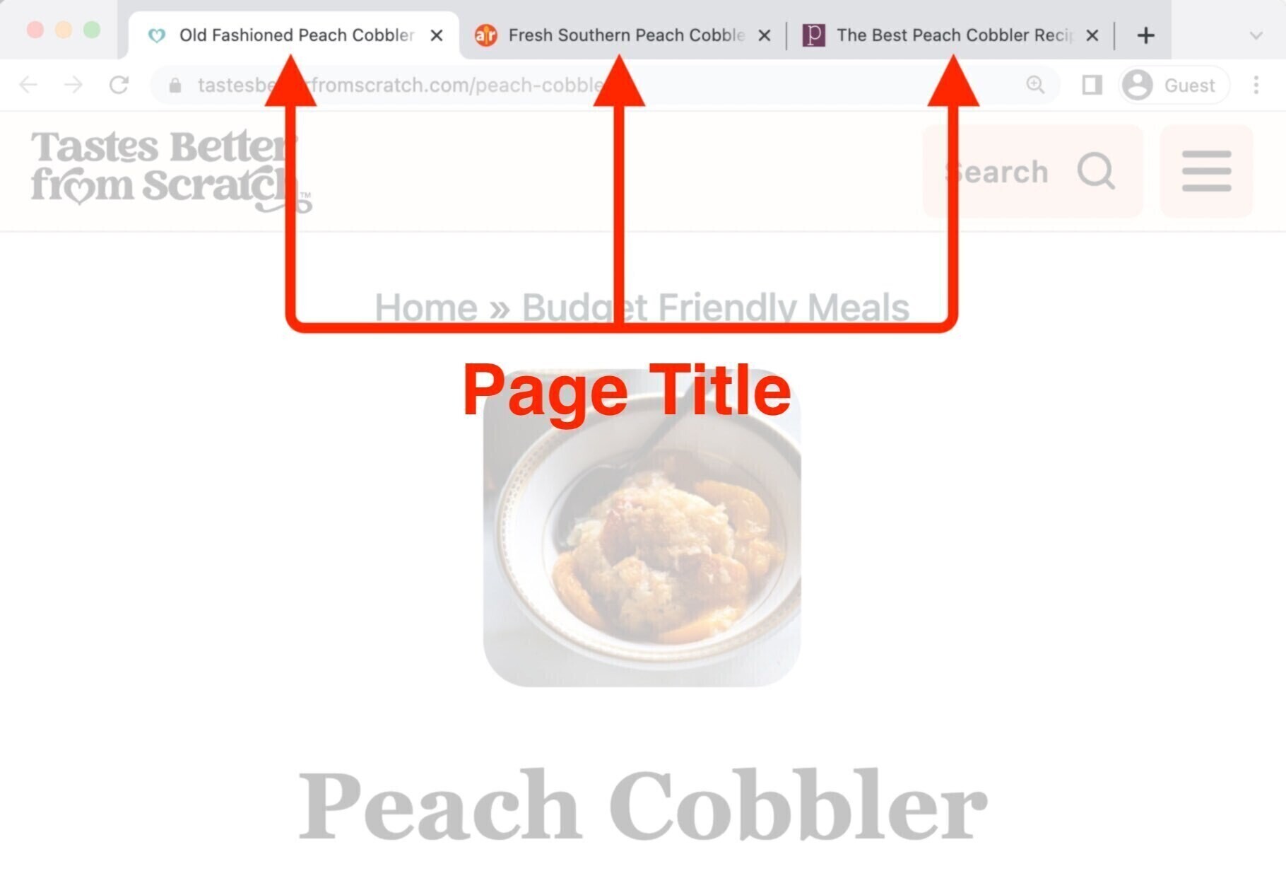 An example of a blog post with title tags.