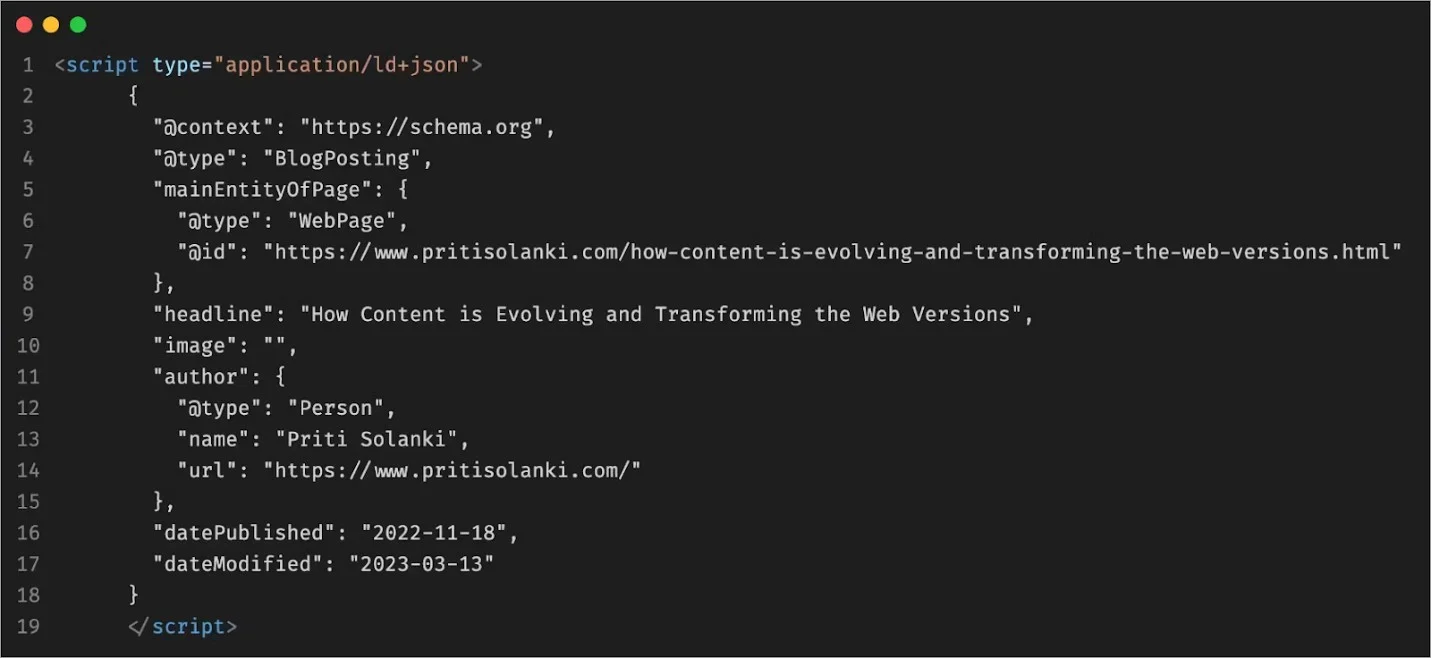 JSON-LD structure data model for a restaurant.