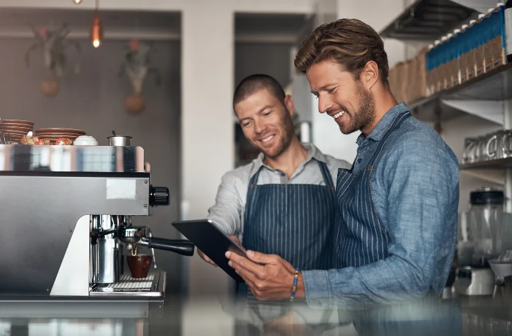 2 people checking inventory
