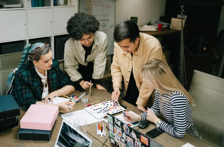 Some people discussing budget for social media