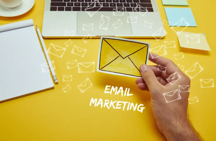 an envelope with email marketing written