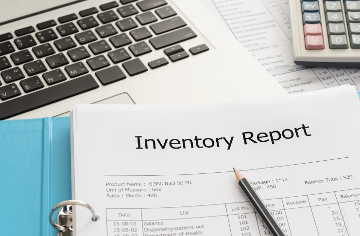 A page with inventory report written on it