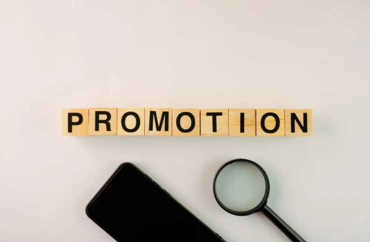 An image with promotion written on it