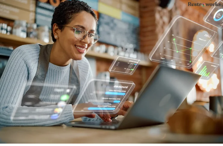 A woman checking inventory