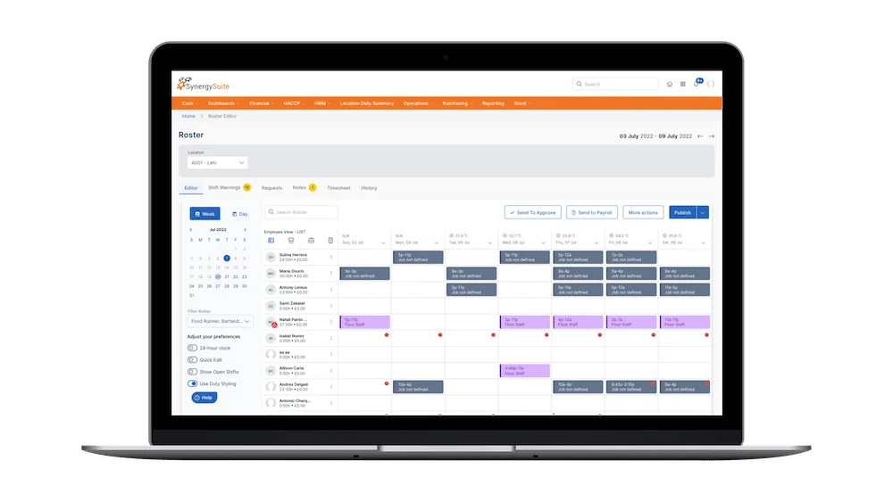 A view of Synergy Suite's interface.