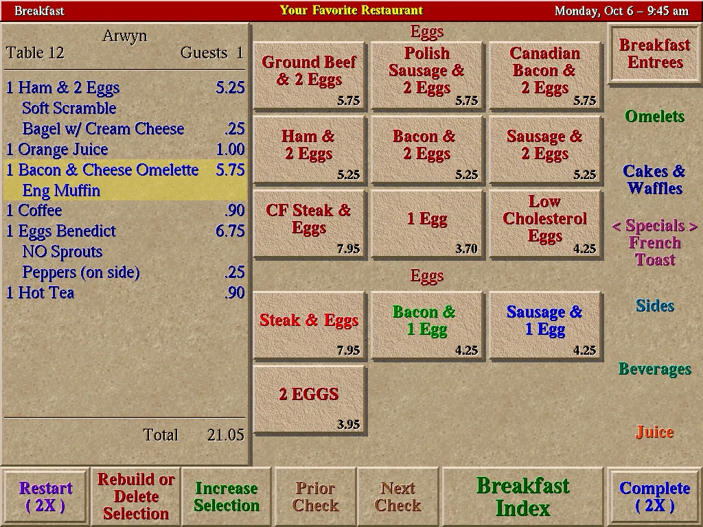 An example of the ViewTouch graphical POS system