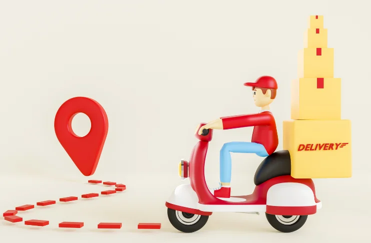 An infographic depicting a man delivering