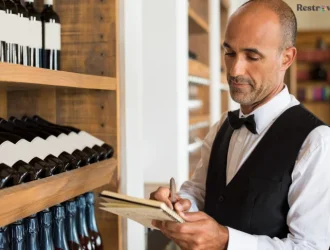 A man doing wine inventory