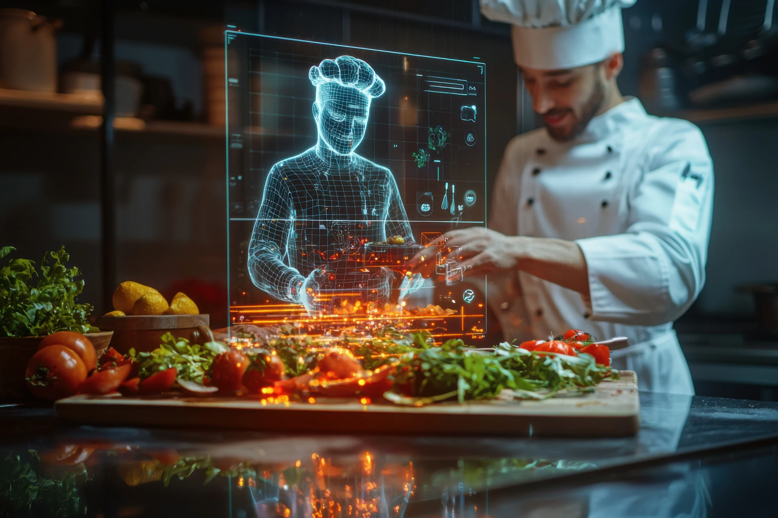 chef using technology to make food