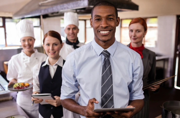 restaurant staff interacting