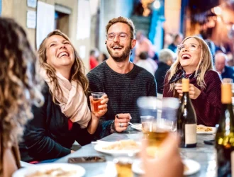 happy customers in a restaurant