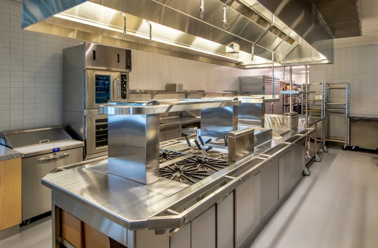 Shows a virtual kitchen