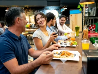 happy customers in a restaurant