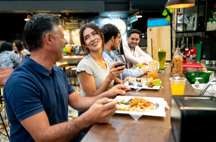 happy customers in a restaurant