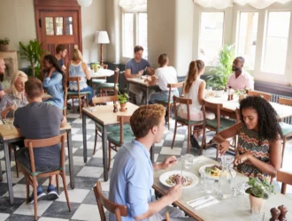 people sitting in a good restaurant