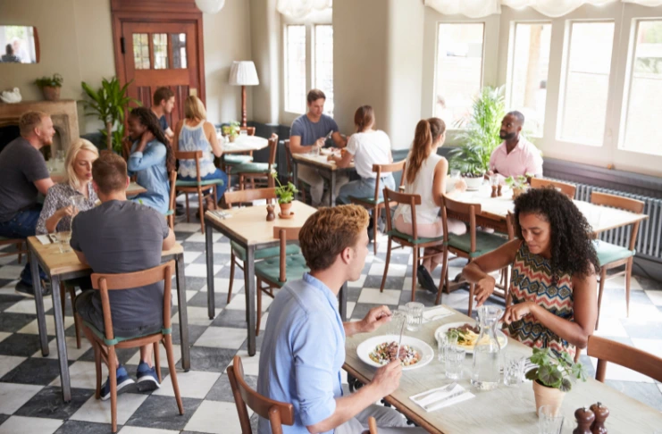 people sitting in a good restaurant