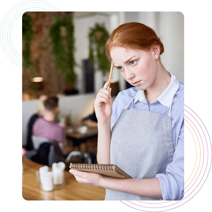 Restaurant staff pondering