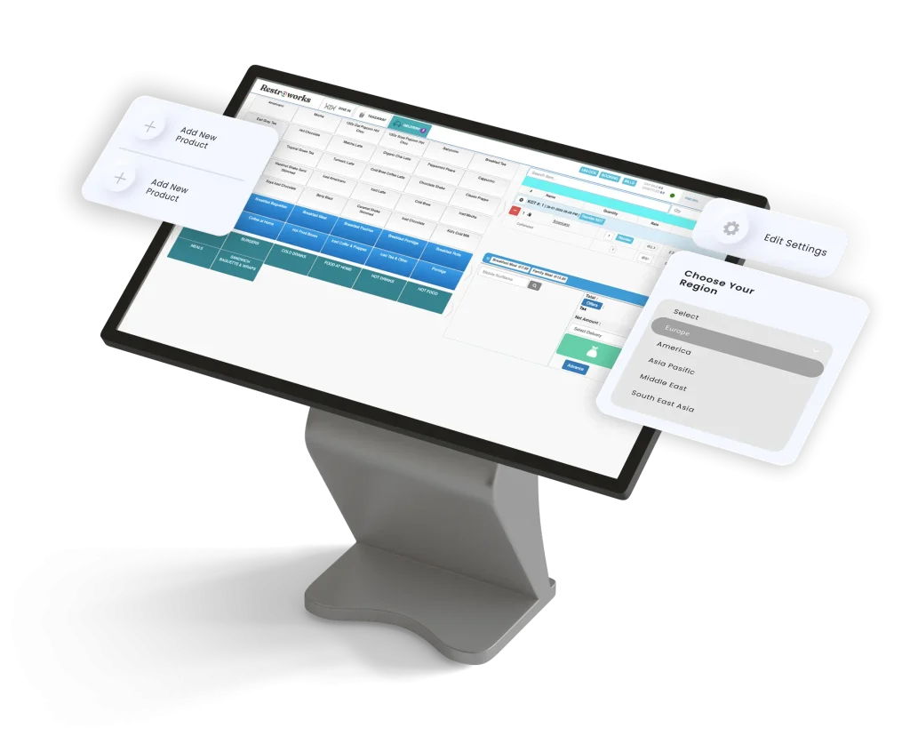 Visual of the Customizable UI of Restroworks Point of sale