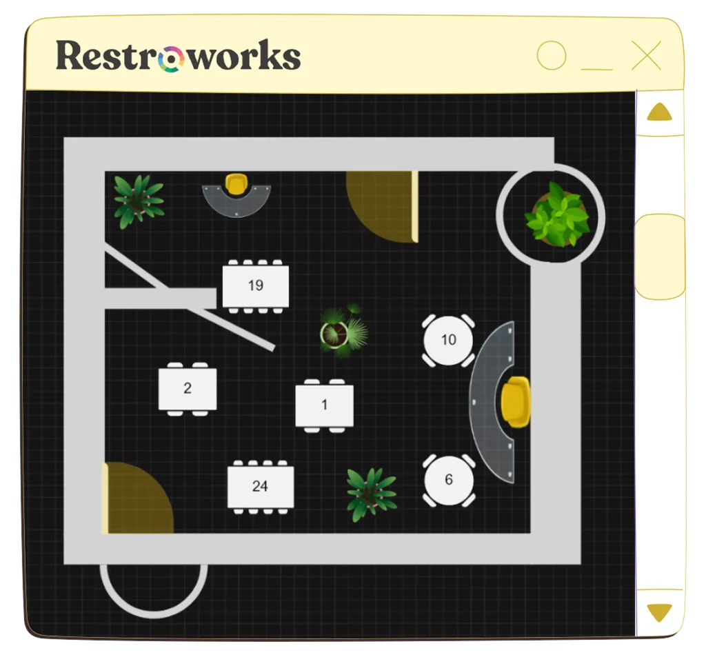 Visual of Restroworks table layout customizations