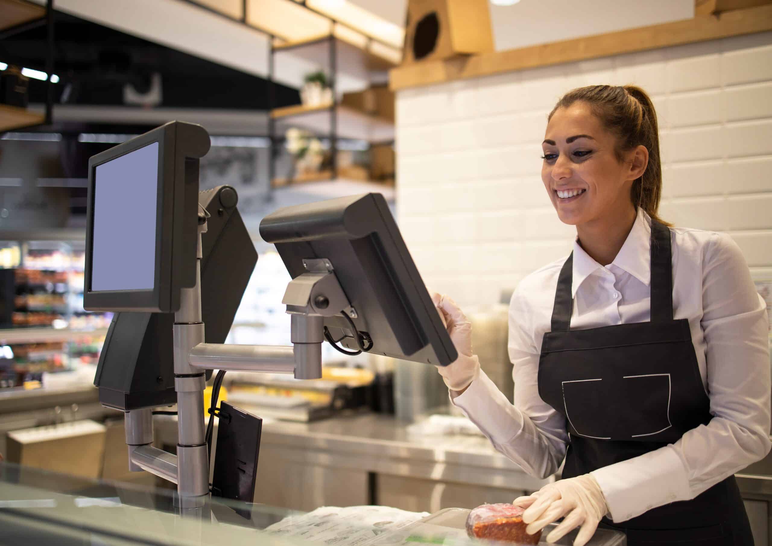 Restaurant staff using point of sale system