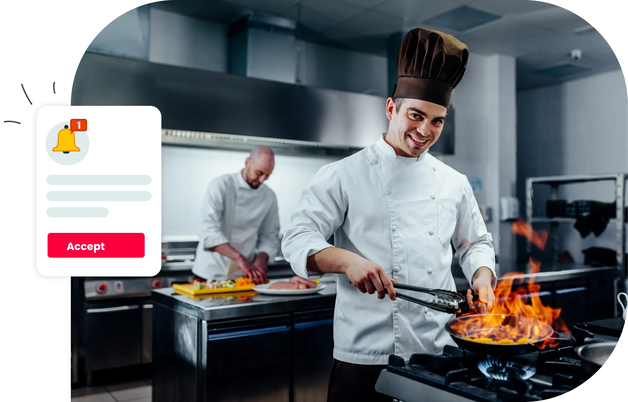 Kitchen staff preparing dishes