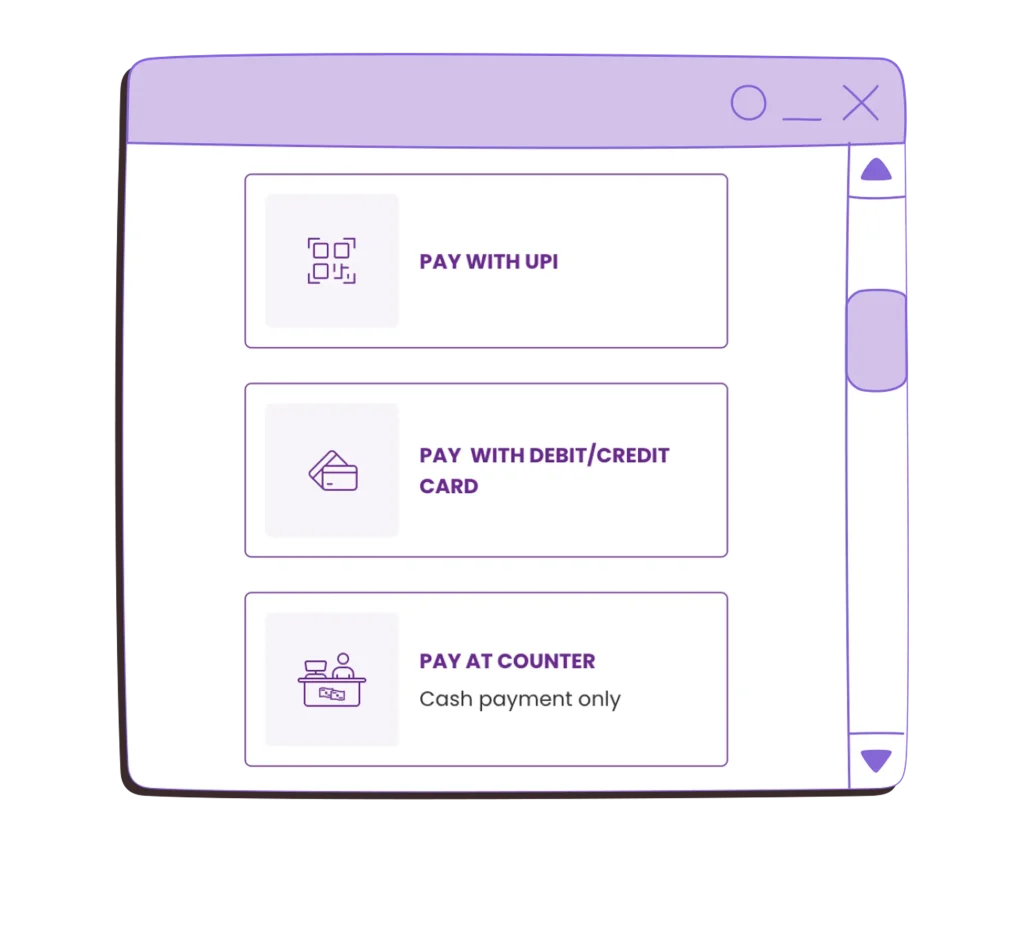 Visual of Multiple payment methods on the Restroworks kiosk