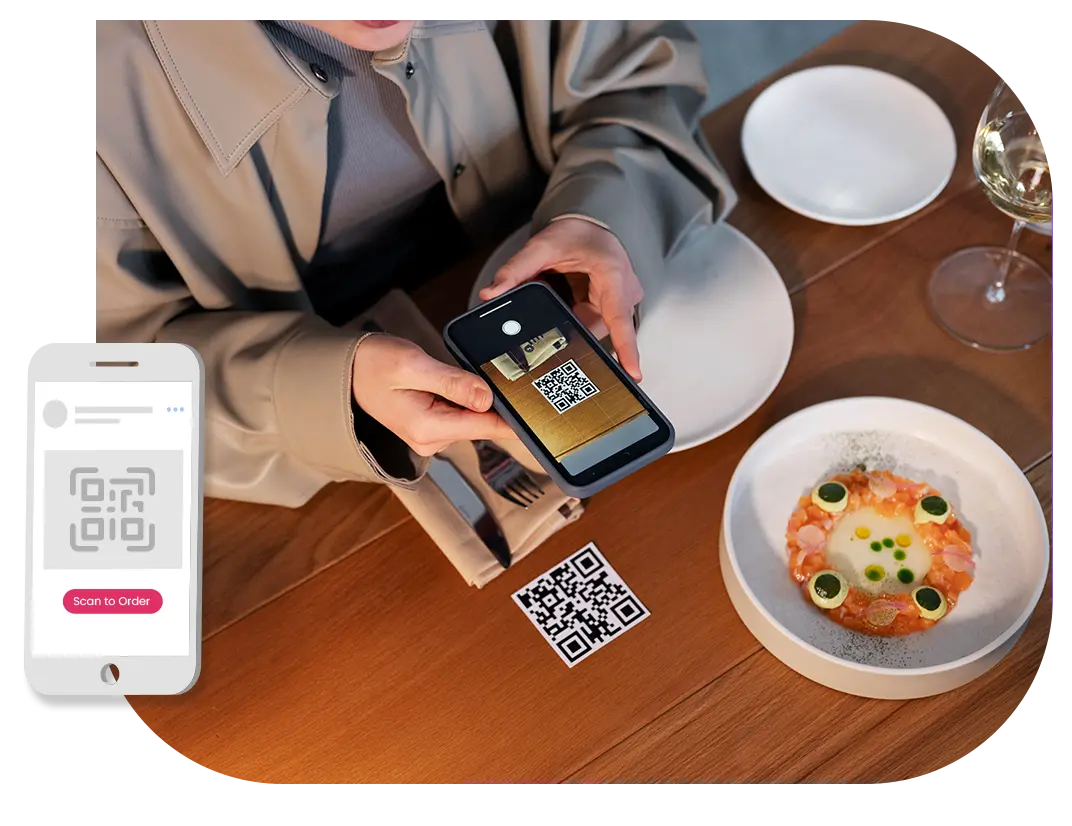 Customer using QR Ordering