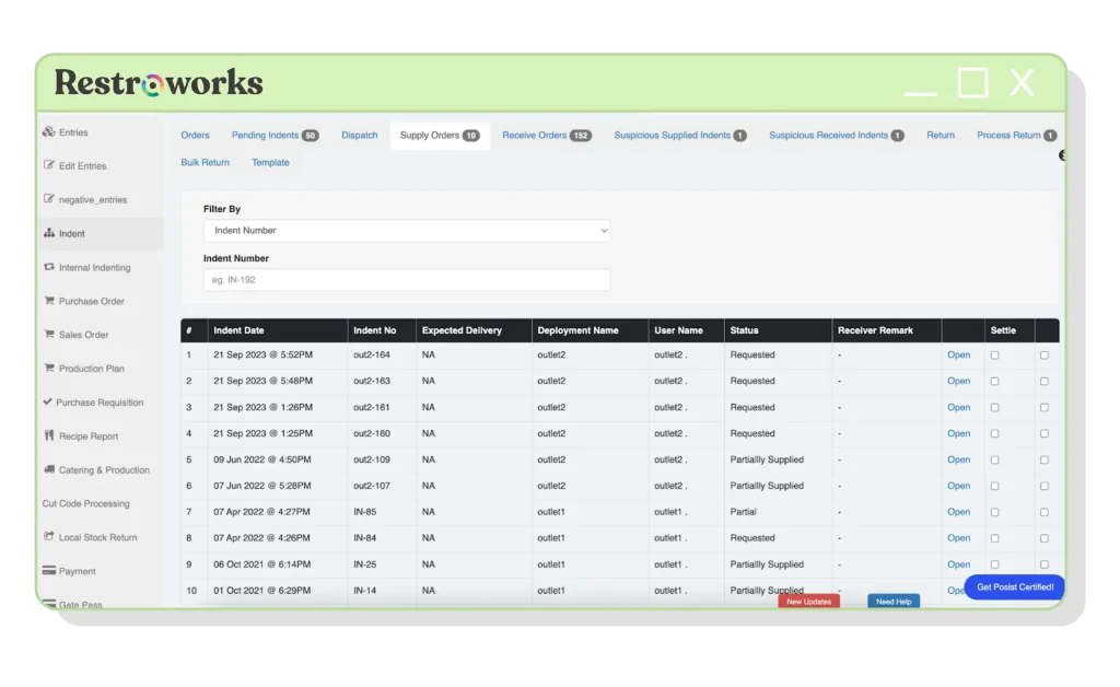 View of Restroworks' Simple and efficient indenting
