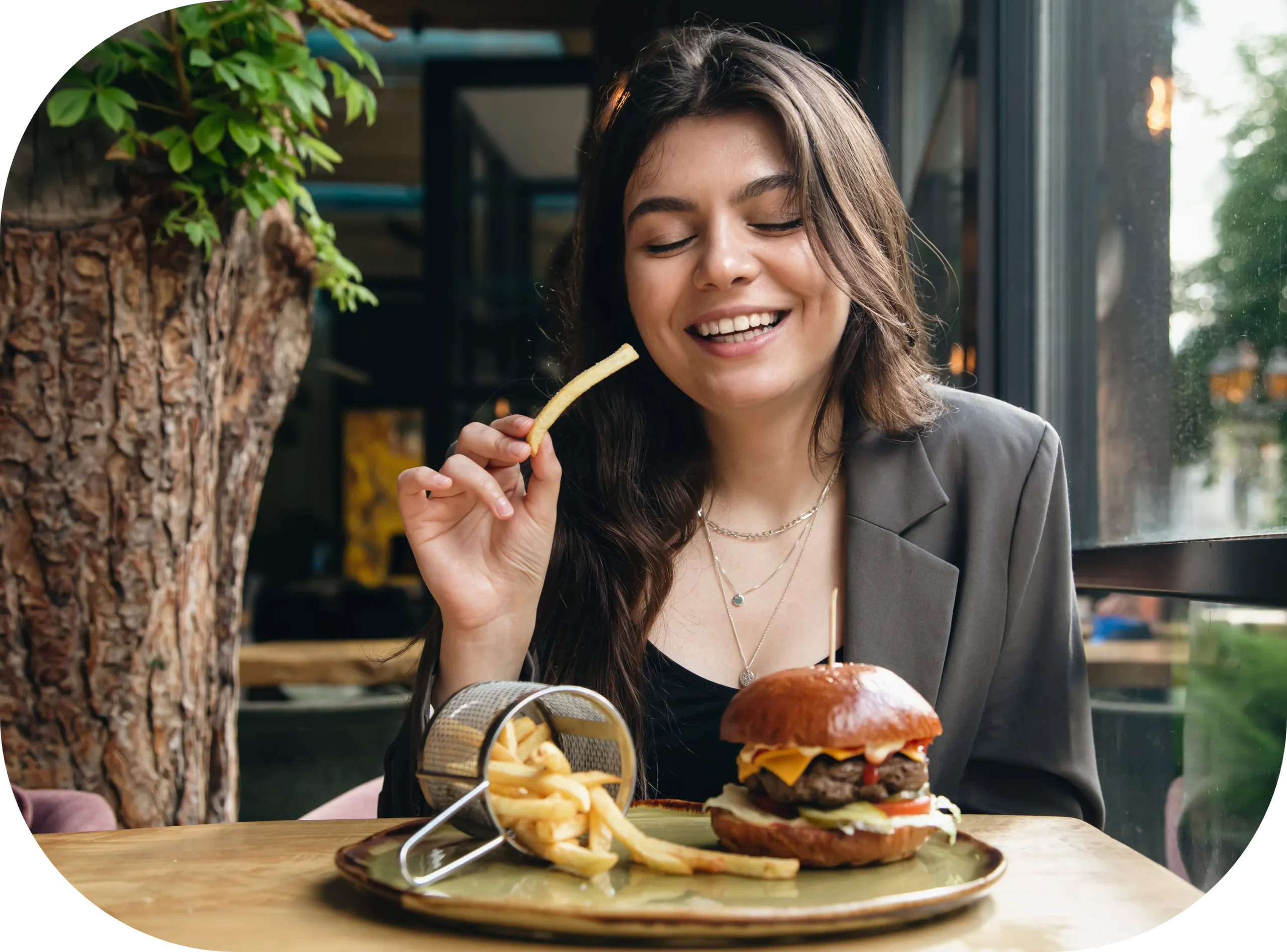Customer enjoying their meal