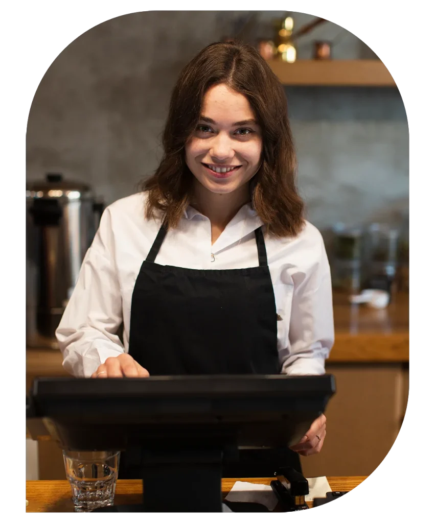 Restaurant staff using point of sale system