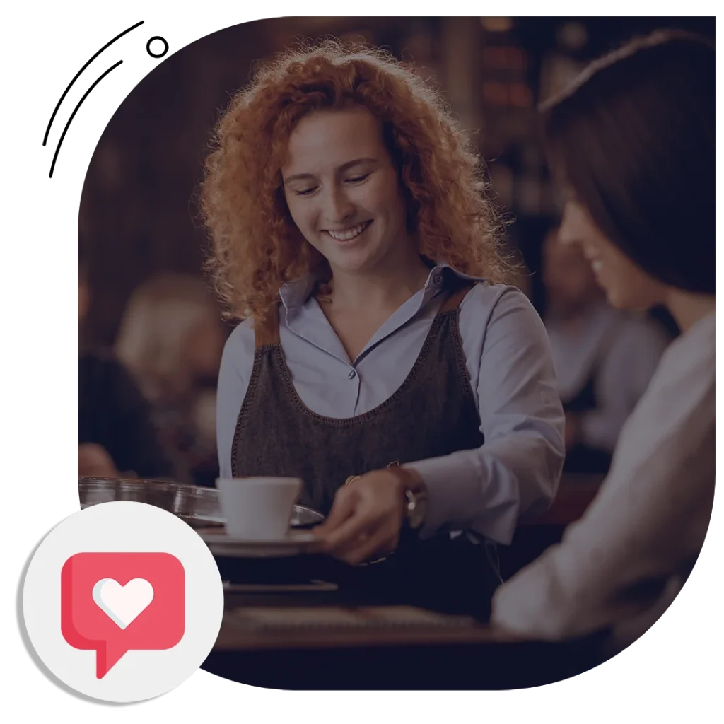 Restaurant staff serving customer