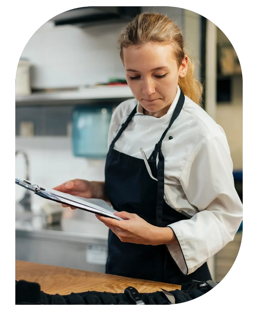 Restaurant staff checking their tools