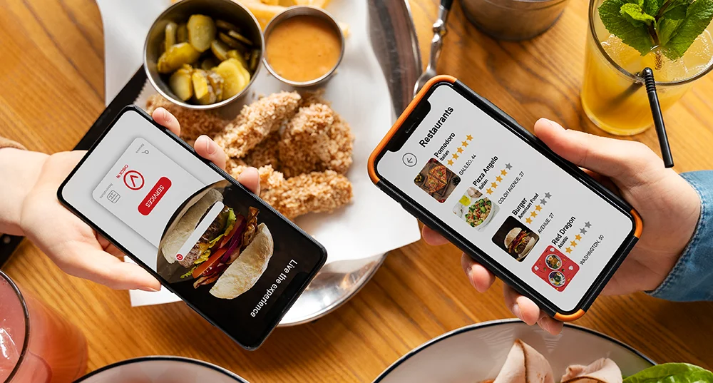 Visual of customers using mobile ordering
