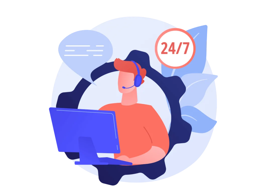 Graphical representation of 24/7 support offered by Restroworks