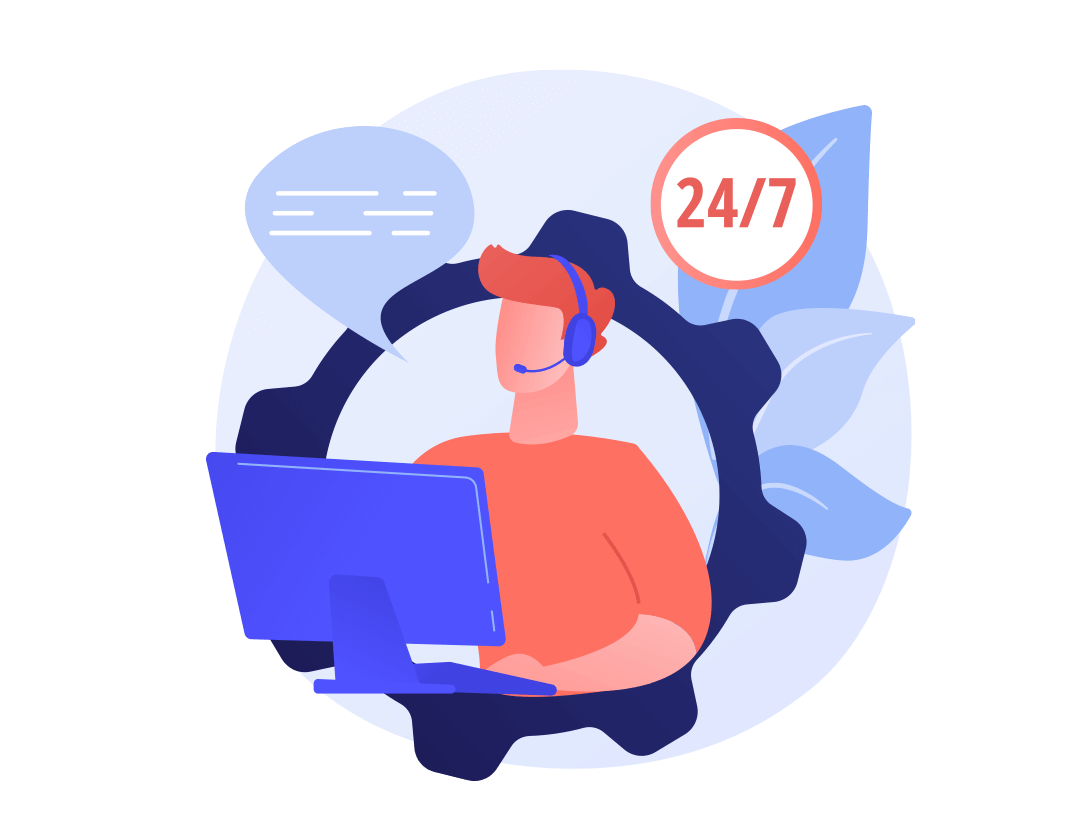 Graphical representation of 24/7 support offered by Restroworks