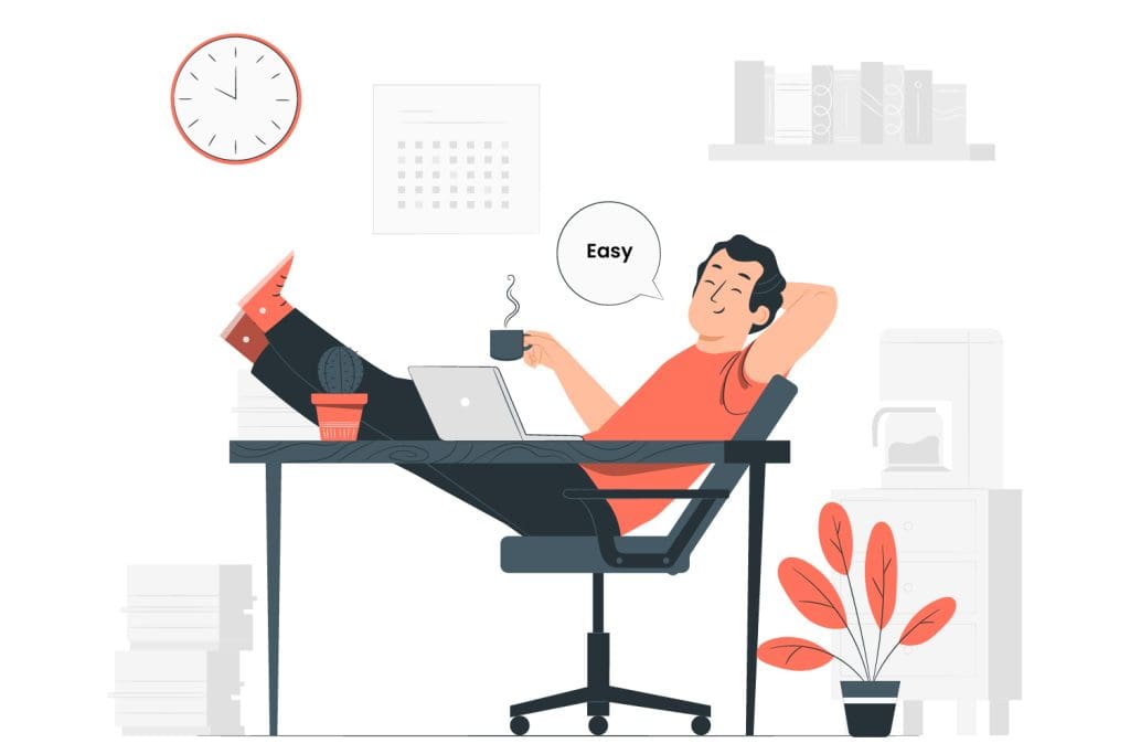 Graphical representation of restaurant owner relaxing