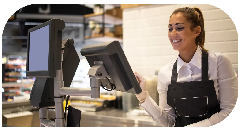 Restaurant staff operating point of sale machine