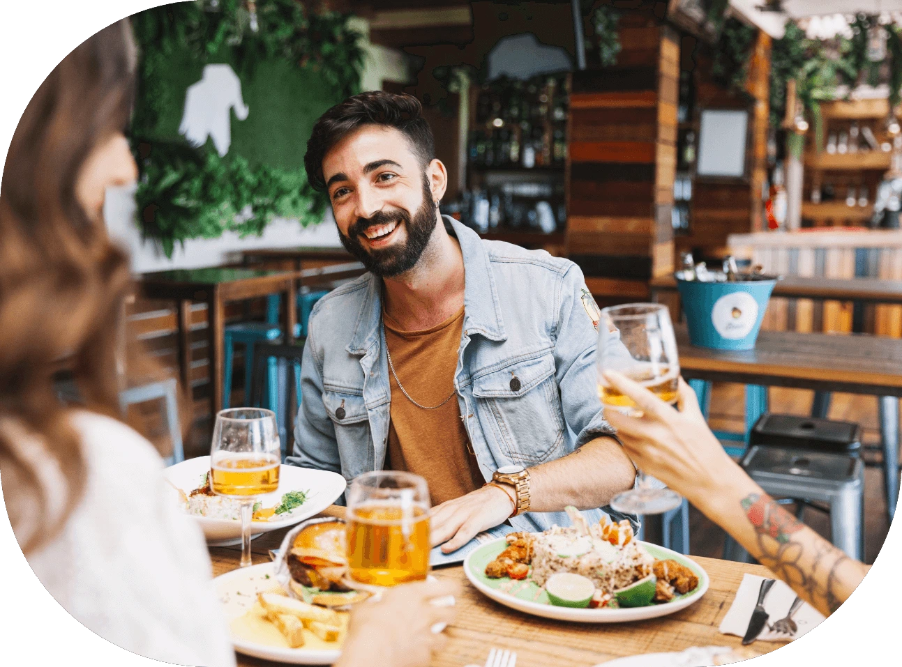 Restaurant customers enjoying a meal