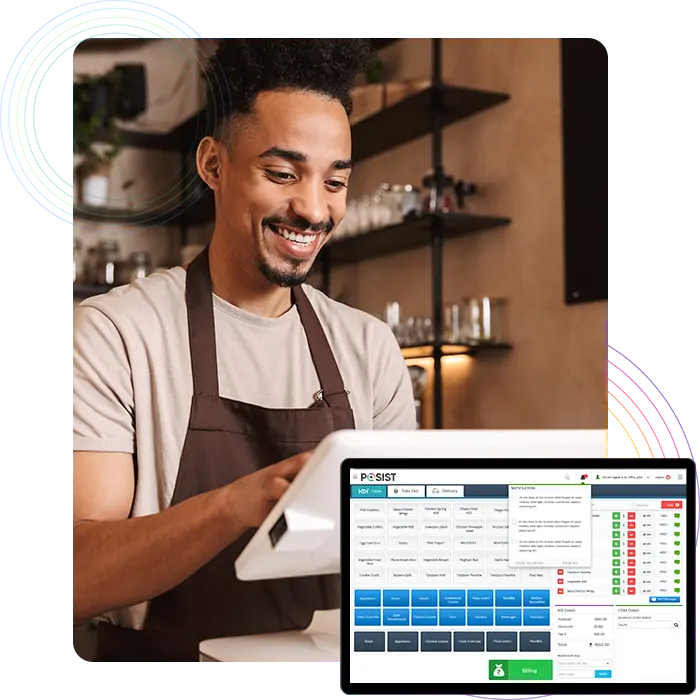 Restaurant staff using point of sale interface