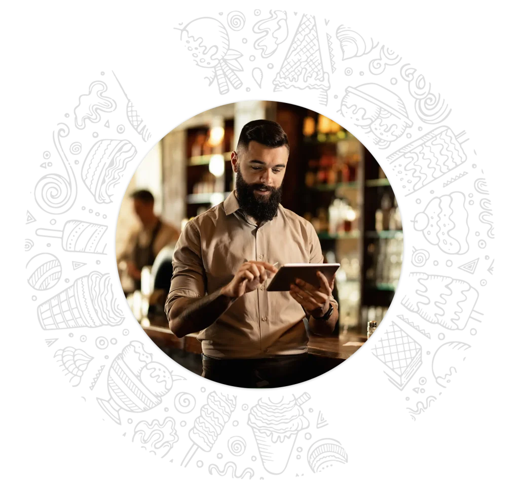 Restaurant staff using reservation management app