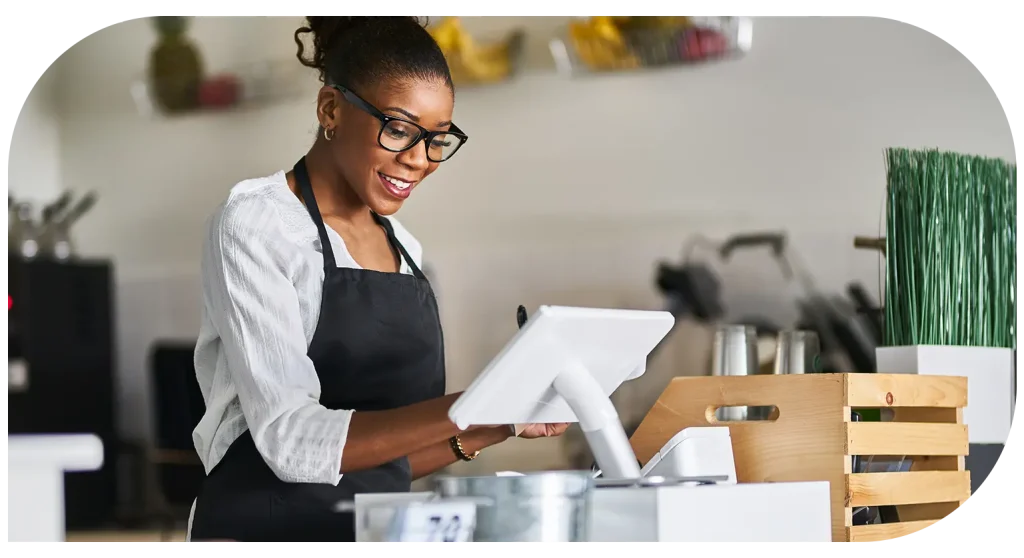 Restaurant staff operating point of sale machine