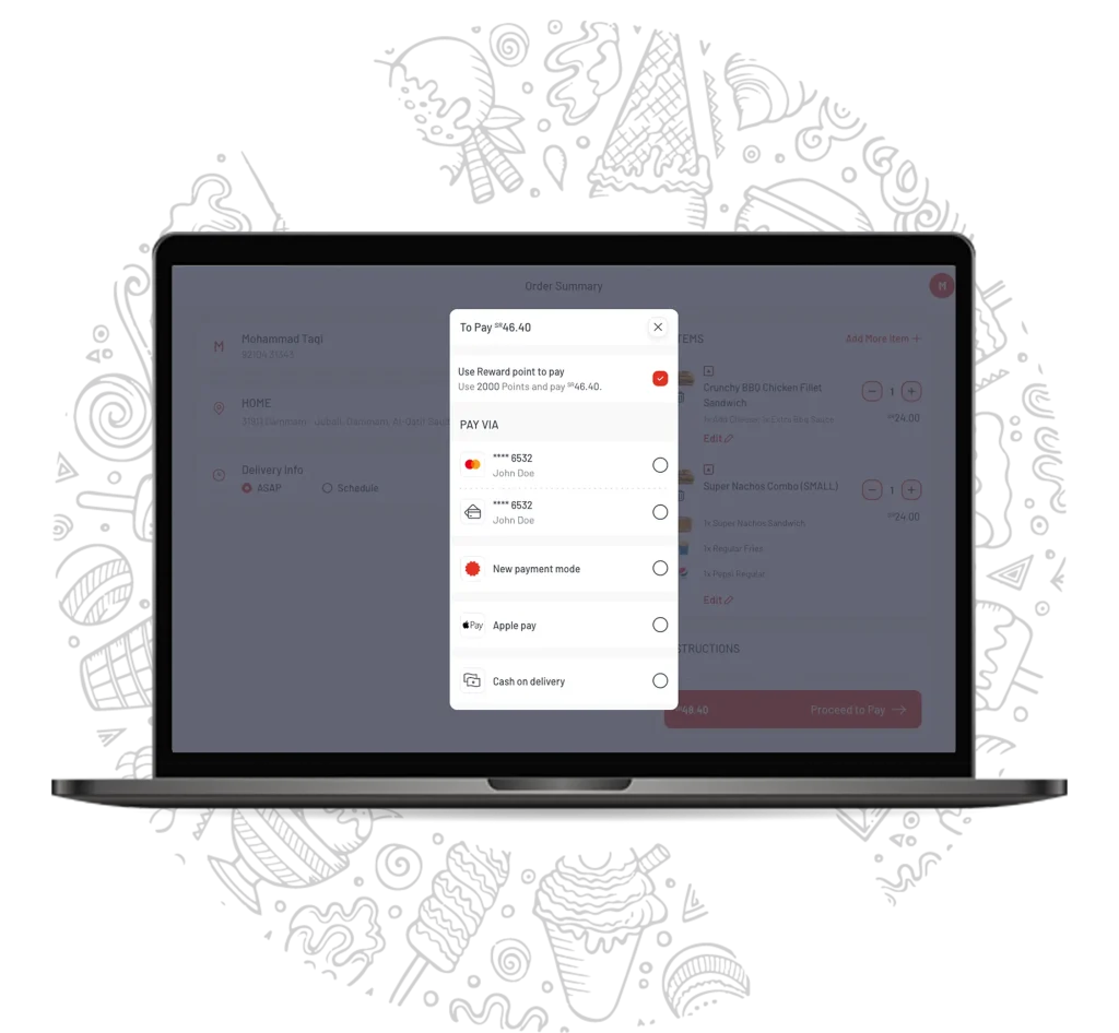 View of Payment Options Dashboard of Restroworks